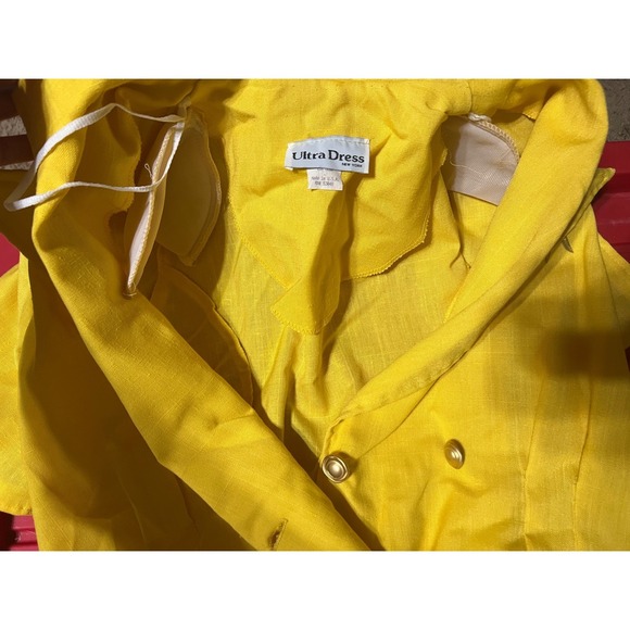 Ultra Dress New York Yellow Linen Blend Blazer Dress Sun Brooch Double Breasted - Picture 11 of 11